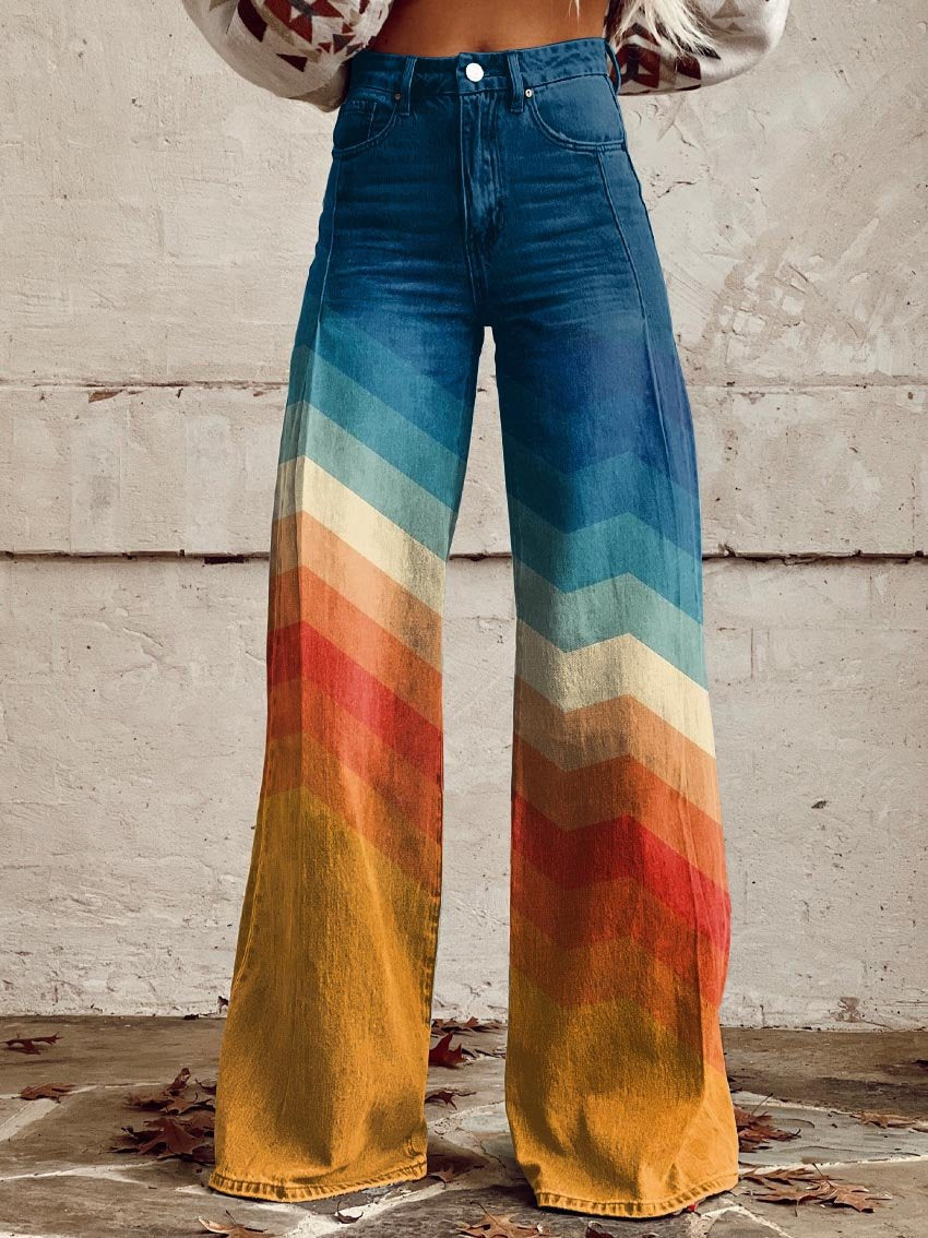 Marina™ | Retro Rainbow Wide-Leg Jeans