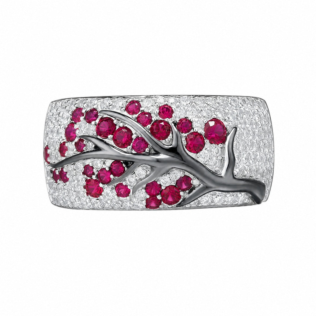 Elegant Ruby Blossom Gold Ring