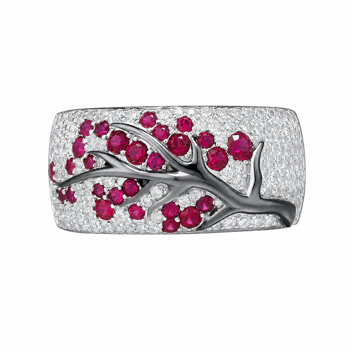 Elegant Ruby Blossom Gold Ring