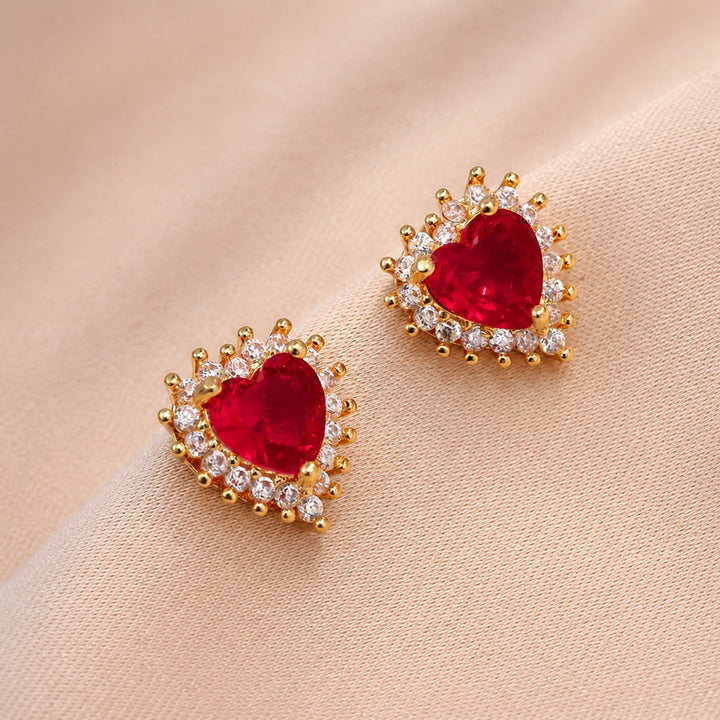 Sophisticated Crimson Gold Jewelry Set