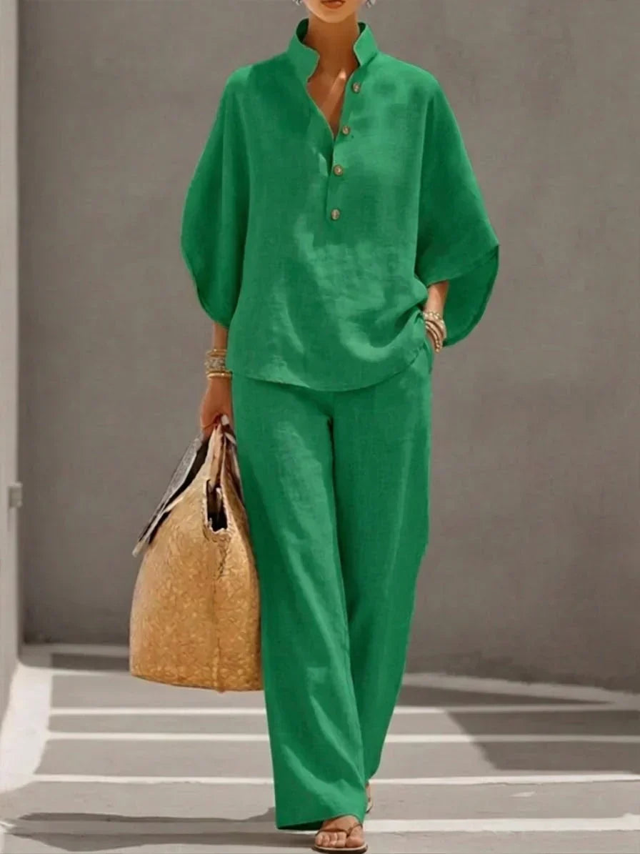 Maribel | Batwing Sleeve & Wide-Leg Pants Set