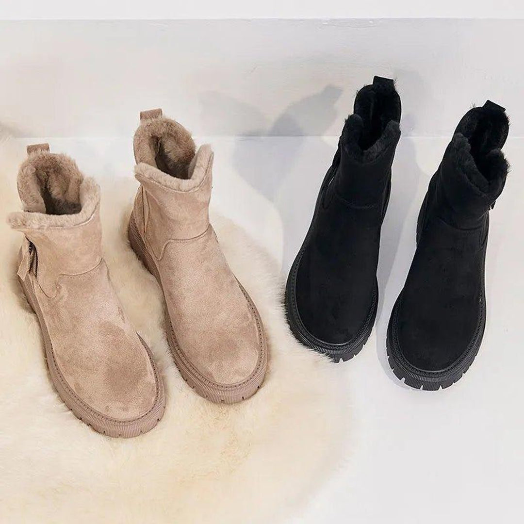 Cozy Suede Snowproof Boots for Women with Fur Lined Zip Up Ankle Winter Style