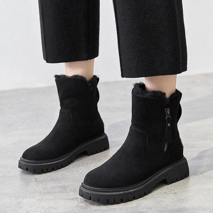 Cozy Suede Snowproof Boots for Women with Fur Lined Zip Up Ankle Winter Style