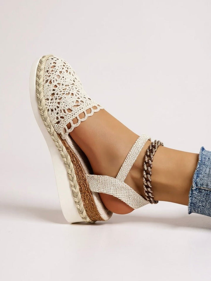 Comfortable Platform Sandals for Women with Boho Crochet Ankle Strap Espadrille Style