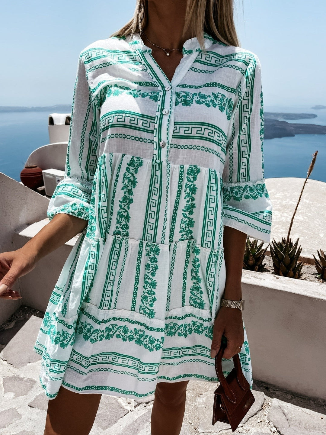 Effortless Boho Mini Dress for Women with Tiered Flowy Tunic Style