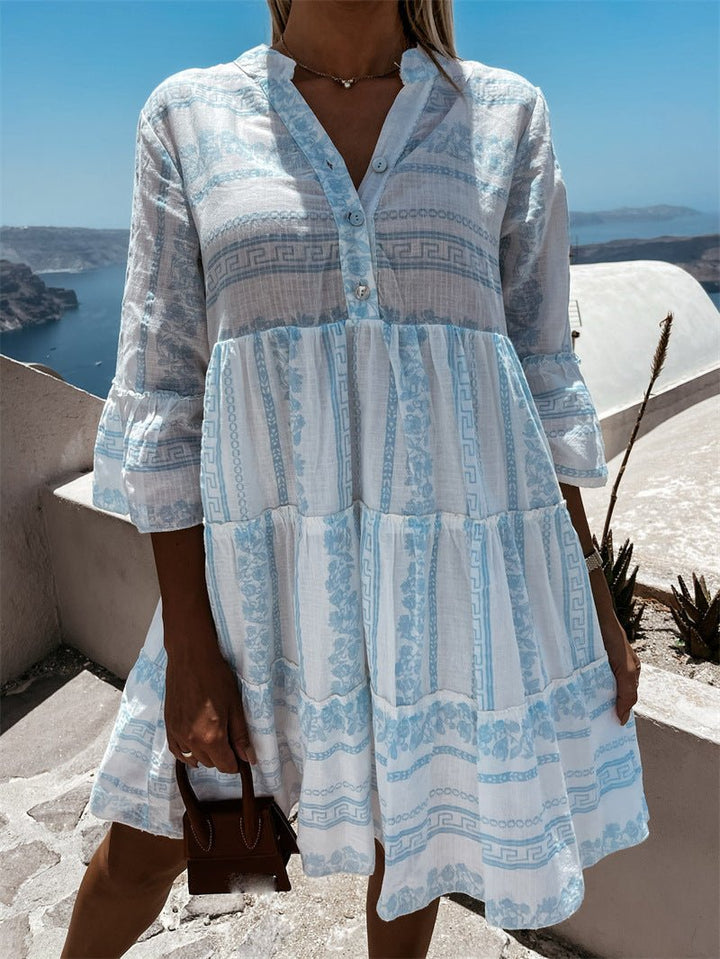 Effortless Boho Mini Dress for Women with Tiered Flowy Tunic Style