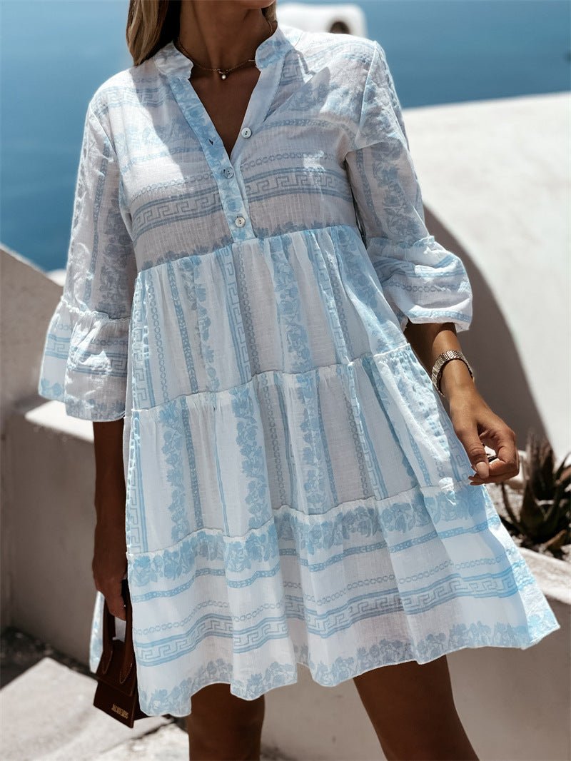 Effortless Boho Mini Dress for Women with Tiered Flowy Tunic Style