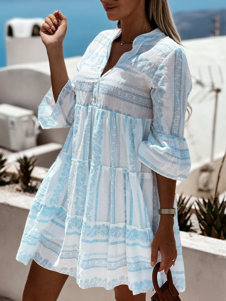 Effortless Boho Mini Dress for Women with Tiered Flowy Tunic Style