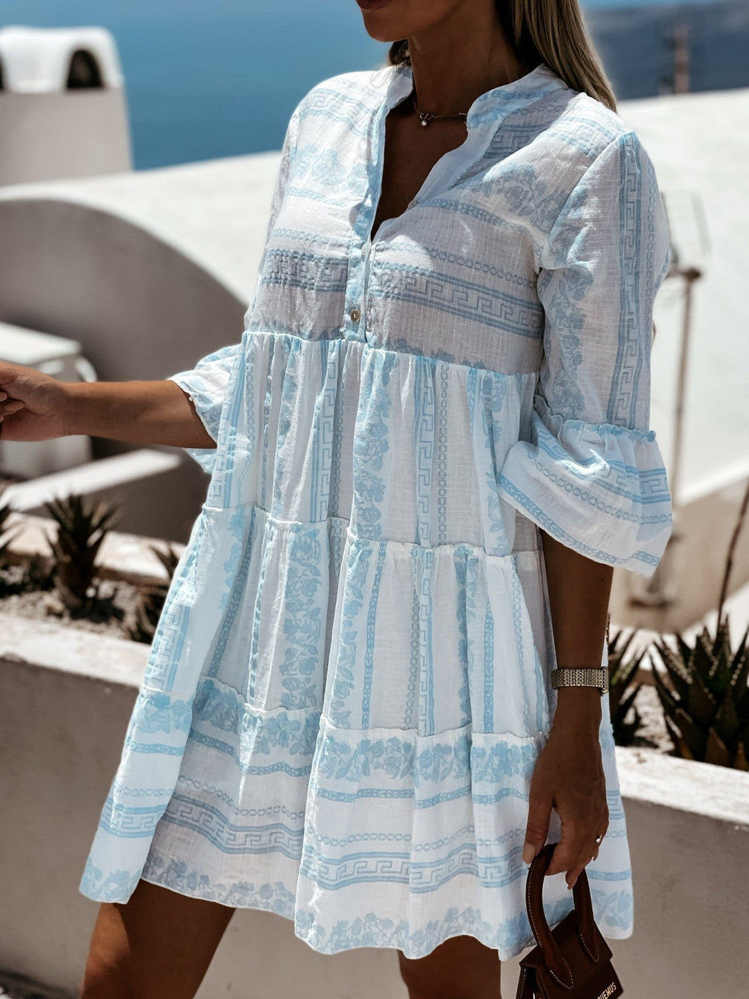 Effortless Boho Mini Dress for Women with Tiered Flowy Tunic Style