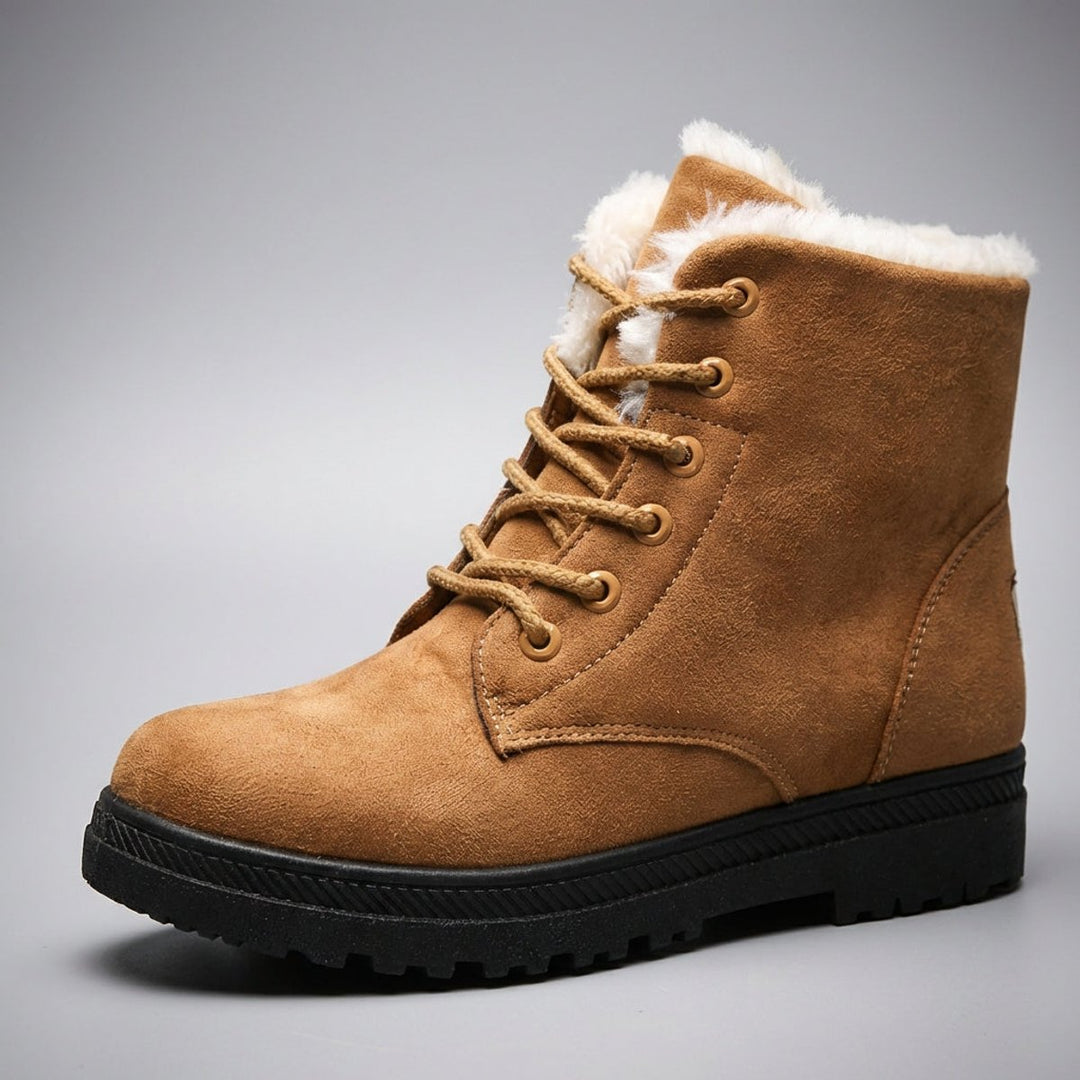 Cozy Fur Lined Snow Boots for Women with Lace Up Ankle Non Slip Winter Style