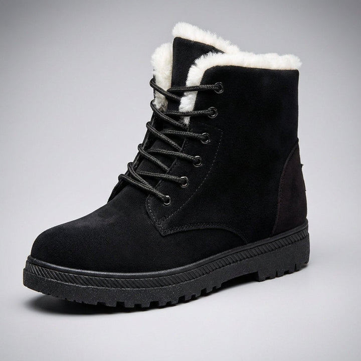 Cozy Fur Lined Snow Boots for Women with Lace Up Ankle Non Slip Winter Style
