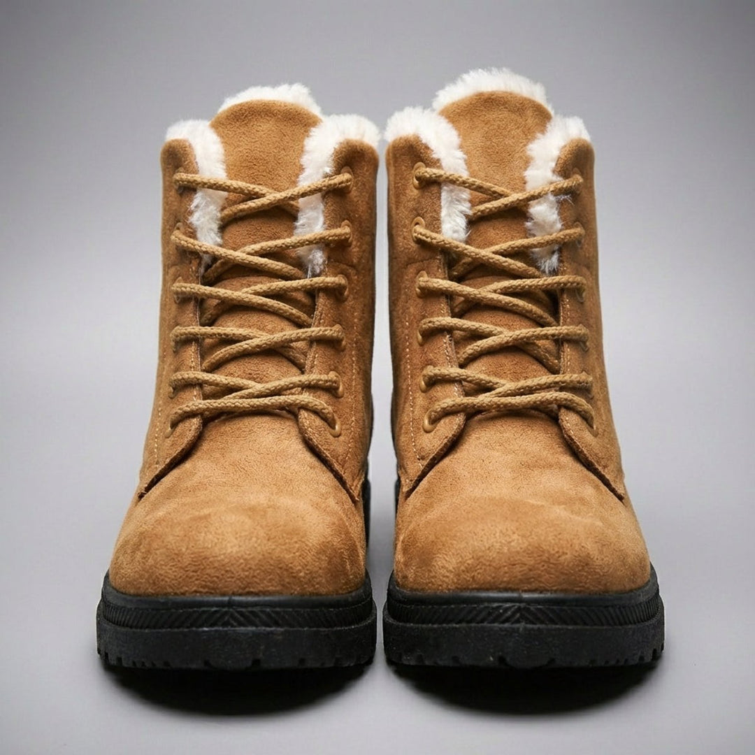 Cozy Fur Lined Snow Boots for Women with Lace Up Ankle Non Slip Winter Style