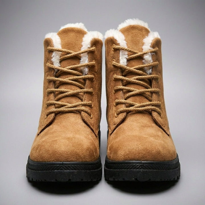 Cozy Fur Lined Snow Boots for Women with Lace Up Ankle Non Slip Winter Style