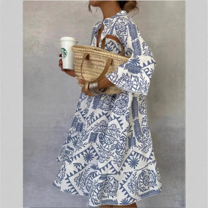 Effortless Floral Sundress for Women with Tiered Skirt Boho Tunic Style