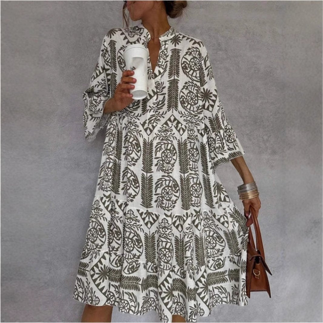 Effortless Floral Sundress for Women with Tiered Skirt Boho Tunic Style