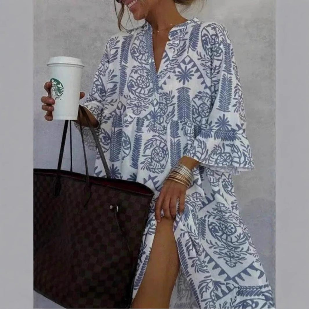 Effortless Floral Sundress for Women with Tiered Skirt Boho Tunic Style