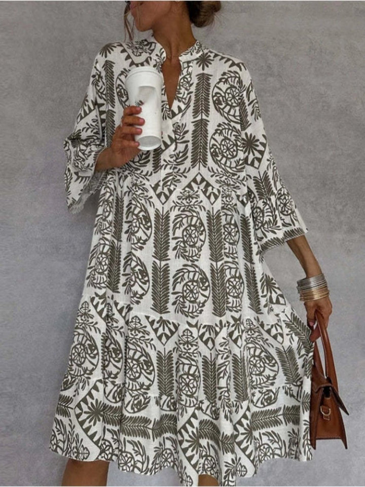 Effortless Floral Sundress for Women with Tiered Skirt Boho Tunic Style