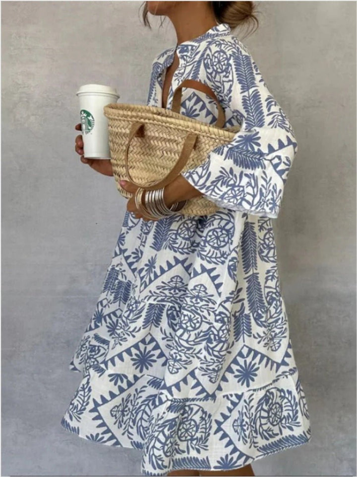 Effortless Floral Sundress for Women with Tiered Skirt Boho Tunic Style