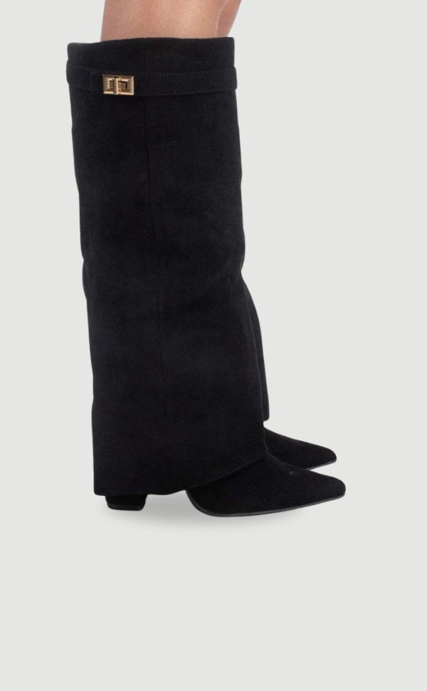Elegant Boots for Women with Pointed Toe Block Heel Knee High Style