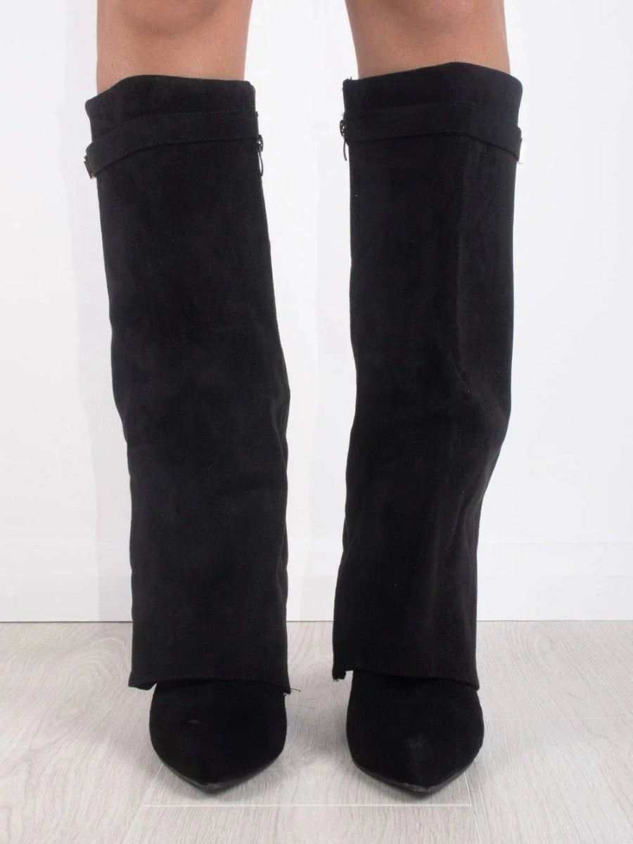 Elegant Boots for Women with Pointed Toe Block Heel Knee High Style