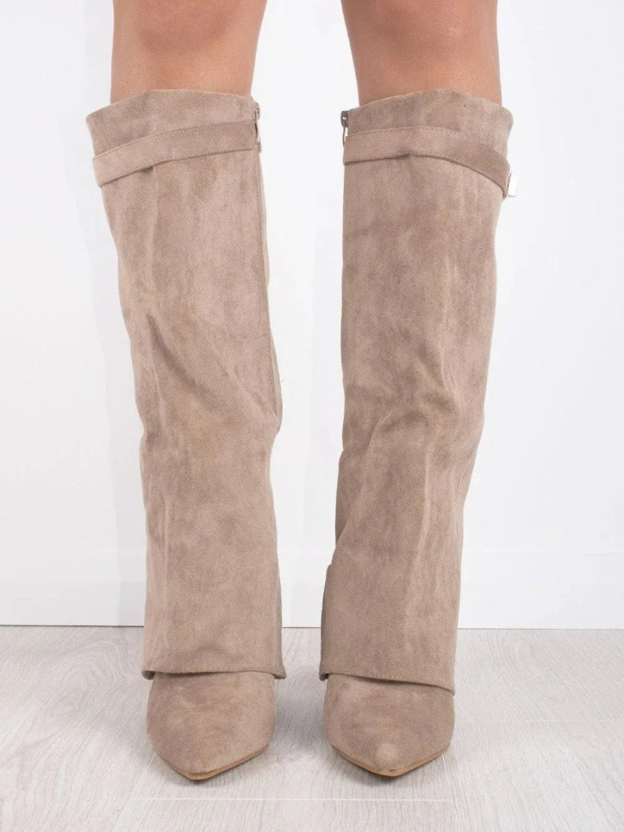 Elegant Boots for Women with Pointed Toe Block Heel Knee High Style