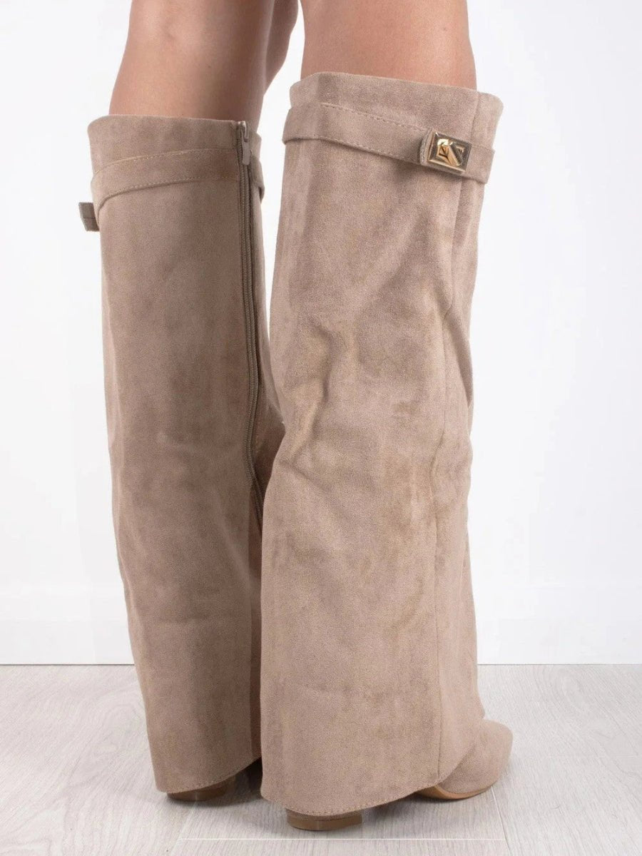 Elegant Boots for Women with Pointed Toe Block Heel Knee High Style