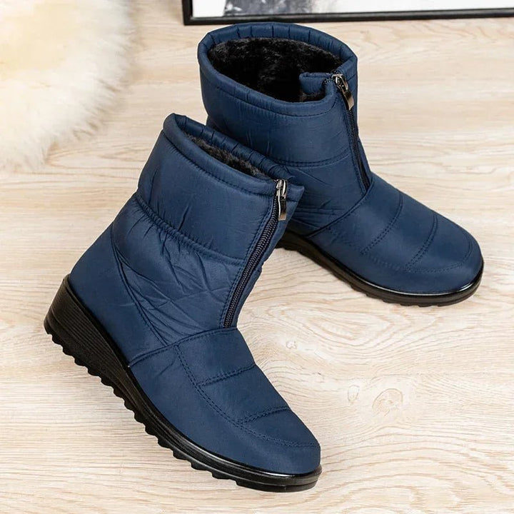 Cozy Waterproof Snowproof Boots for Women with Ankle Buckle Strap Chunky Sole Style