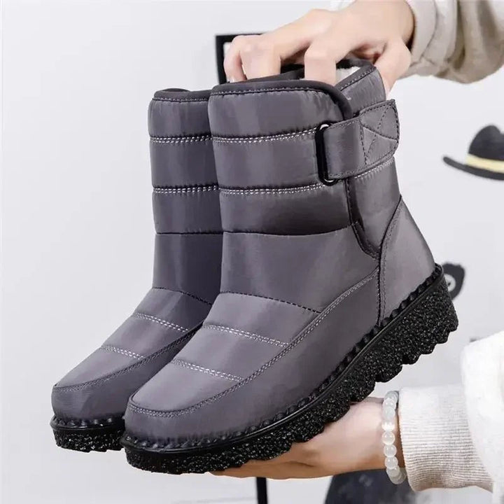 Cozy Waterproof Snowproof Boots for Women with Ankle Buckle Strap Chunky Sole Style