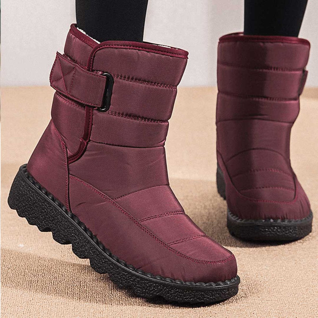 Cozy Quilted Snowproof Boots for Women with Fur Lined Ankle Velcro Strap Non Slip Winter Style